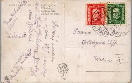 56630 - Künstlerkarte - Adolf Liebscher , Ritterburg , Zamek rycerski - gelaufen