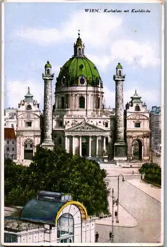 56642 - Wien - Wien , Karlsplatz mit Karlskirche - gelaufen 1930