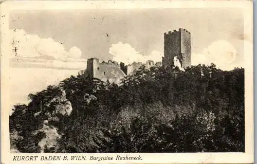 56651 - Niederösterreich - Baden , Burgruine Rauheneck - gelaufen 1933