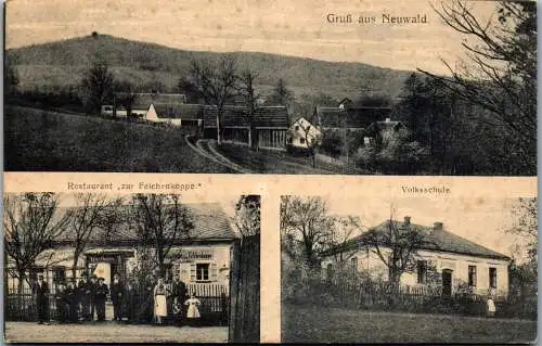 56671 - Tschechien - Nový Les , Neuwald , Slezské Rudoltice , Restaurant Zur Felchenkoppe , Volksschule - 1930