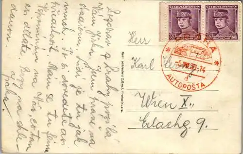 56720 - Tschechien - Praha , Prag , Karluv most a Hradcany , Autoposta - gelaufen 1938