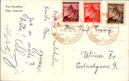 56728 - Tschechien - Praha , Prag , Vystavisite , Ausstellung , Autoposta - gelaufen 1940