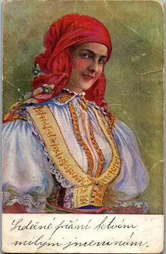 56744 - Tracht - Tschechien , narodni kroje - gelaufen 1924