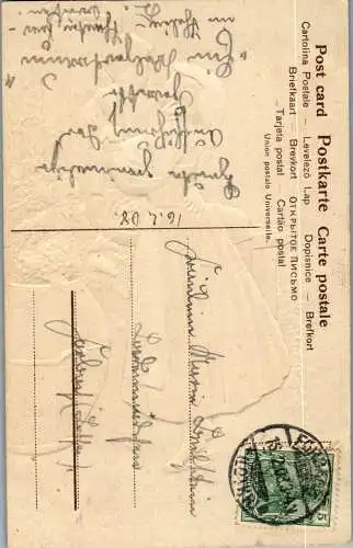 56770 - Motiv - Paare , Sei gegrüßt du mein schönes Sorrent , Prägekarte - gelaufen 1908