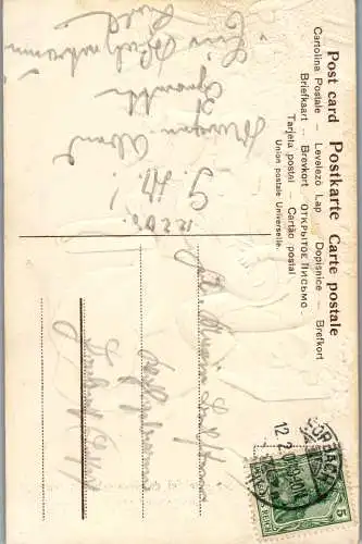 56772 - Motiv - Paare , Sei gegrüßt du mein schönes Sorrent , Prägekarte - gelaufen 1908