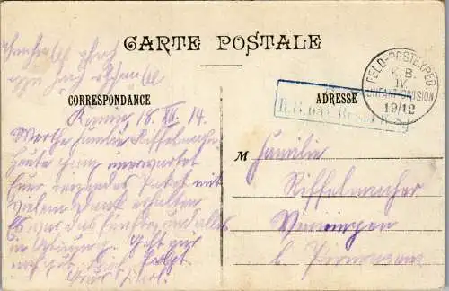 56779 - Feiern und Feste - Weihnachten , Ruines du Chateau de Comines en 1900 , Frankreich 1914 , Division - gelaufen 1914