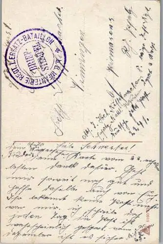 56786 - Militaria - Motiv , Soldat , Feldpost , Stempel Infanterie Regt. Ersatz Bataillon - gelaufen