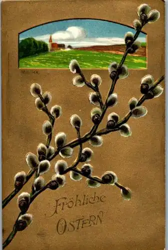 56793 - Künstlerkarte - Ostern , Fröhliche Ostern , Mailick , Prägekarte - gelaufen 1908