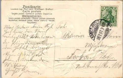 56795 - Künstlerkarte - Motiv , Prägekarte , Bahnpost Stempel - gelaufen 1907