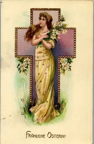 56796 - Feiern und Feste - Ostern , Fröhliche Ostern , Krippner Postkarte - gelaufen 1912