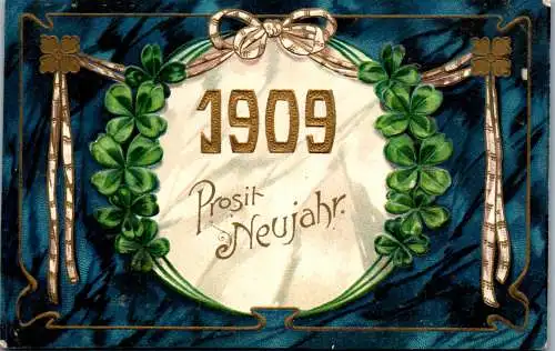 56805 - Feiern und Feste - Neujahr , Prosit Neujahr , Prägekarte - gelaufen 1908