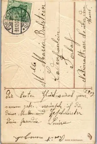 56811 - Feiern und Feste - Neujahr , 5 Mark Banknote - gelaufen 1909