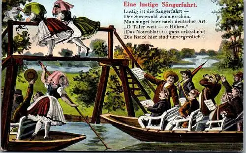 56820 - Künstlerkarte - Motiv , Eine lustige Sängerfahrt - gelaufen 1931