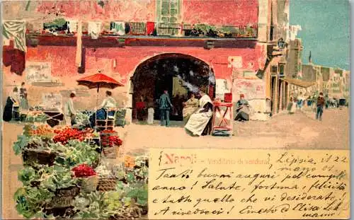 56821 - Italien - Napoli , Venditrici di verdura - gelaufen 1901