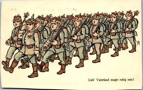 56860 - Militaria - Motiv , Lieb Vaterland magst ruhig sein , Soldaten - gelaufen 1915