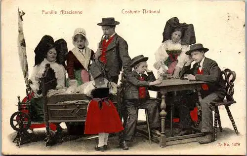 56904 - Tracht - Famille Alsacienne , Costume National - gelaufen 1903