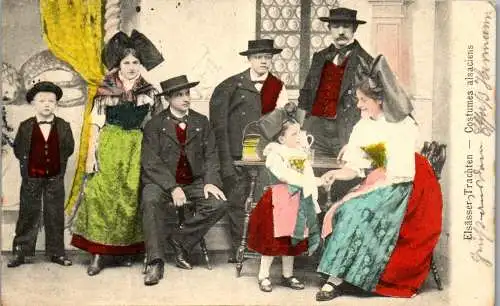 56905 - Tracht - Elsässer Trachten , Costumes alsaciens - gelaufen 1907