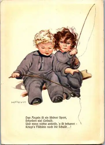 56907 - Künstlerkarte - Hilla Peyk , Das Angeln ist ein schöner Sport - gelaufen 1943