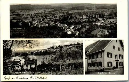 56942 - Deutschland - Kadelburg , Küssaberg , Kr. Waldshut , Gasthaus zur Krone , Rheinpartie - gelaufen 1953