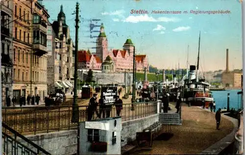 56949 - Deutschland - Stettin , Hakenterrasse mit Regierungsgebäude - gelaufen 1913