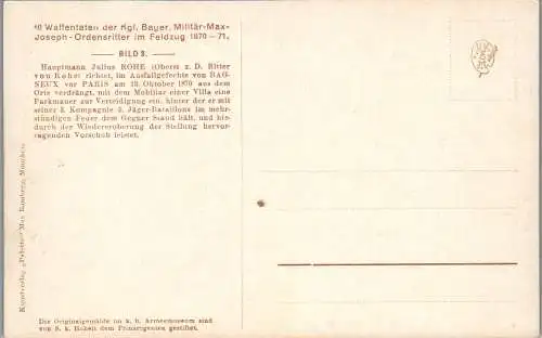 56963 - Militaria - Gefescht von Bagneux , Hauptmann Julius Rohe , Ordensritter im Feldzug - nicht gelaufen
