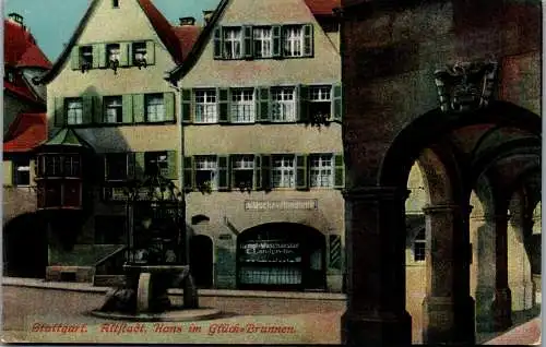 56985 - Deutschland - Stuttgart , Altstadt , Hans im Glück Brunnen - gelaufen 1910