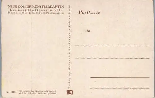 57054 - Künstlerkarte - Köln , Das Stadthaus , Paul Geissler - nicht gelaufen