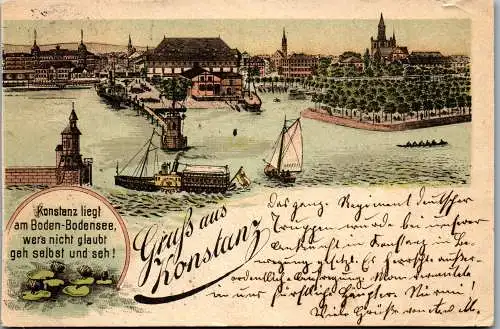 57061 - Deutschland - Konstanz , Gruss aus , Konstanz liegt am Boden Bodensee , Ambulant - gelaufen 1898