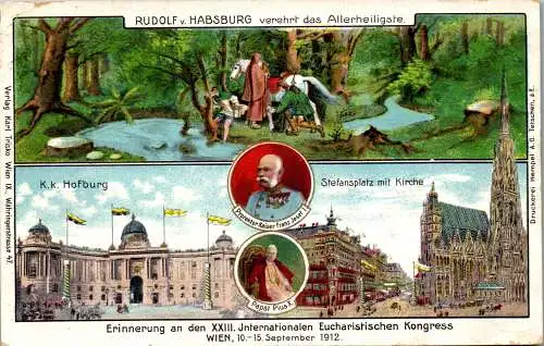 57063 - Wien -  , Erinnerung XXIII Int. Eucharistischen Kongress , Rudolf v. Habsburg - gelaufen 1912