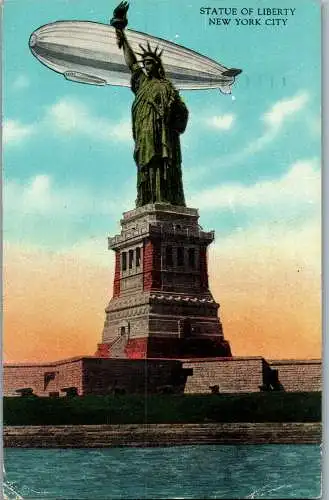 57076 - USA - New York , Statue of Liberty , Zeppelin - gelaufen