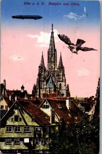 57077 - Deutschland - Ulm , Münster von Osten , Zeppelin - gelaufen 1924