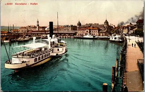 57107 - Deutschland - Konstanz , Hafen , Schiff , Ship , Dampfer - gelaufen 1911