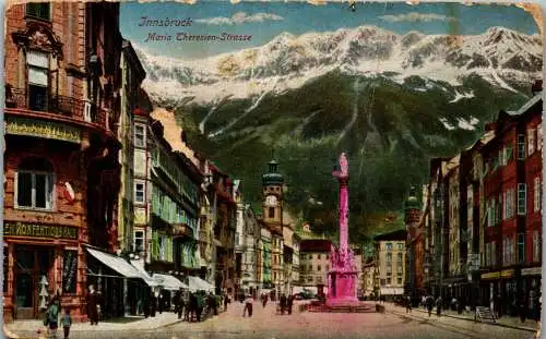 57160 - Tirol - Innsbruck , Maria Theresien Strasse , Zensuriert , K. u. K. Personal Sammelstation - gelaufen 1916