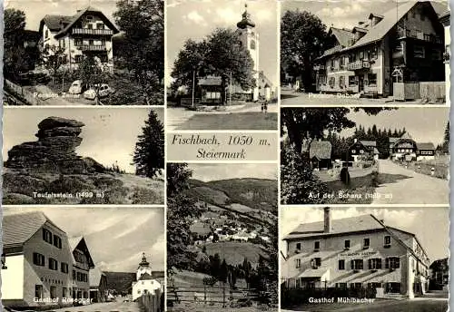 57232 - Steiermark - Fischbach , Pension Zeiler , Gasthof Rosegger , Gasthof Mühlbacher , Schanz - gelaufen 1963