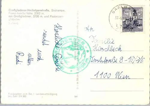 57249 - Salzburg - Großglockner , Hochalpenstrasse , Südrampe , Franz Josefs Höhe , Pasterze , Gletscher - gelaufen 1968