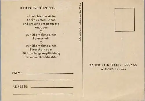 57282 - Steiermark - Seckau , Abtei , Unterstützungskarte - nicht gelaufen