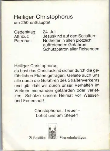 57298 - Andachtsbilder - Heiliger Christophorus ,  - nicht gelaufen