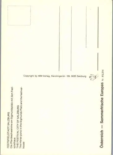 57322 - Salzburg - Salzburg , Die Pferdeschwemme am Sigmundsplatz mit Festspielhaus - nicht gelaufen
