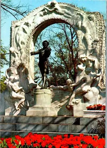 57329 - Wien - Wien , Denkmal des Walzerkönigs Johann Strauß im Stadtpark - nicht gelaufen