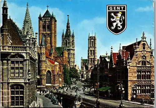 57383 - Belgien - Gent , Sint Nikolaaskerk , Belfort en Sint Baafskerk - gelaufen 1978