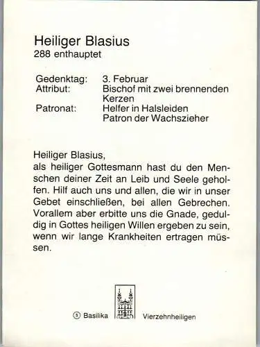 57421 - Andachtsbilder - Heiliger Blasius ,  - nicht gelaufen