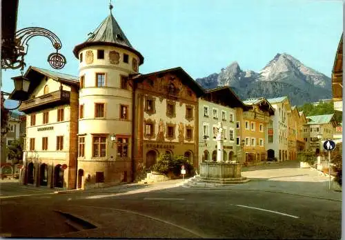 57444 - Deutschland - Berchtesgaden , Marktplatz mit Watzmann , Sparkasse - nicht gelaufen