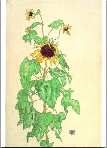 57464 - Künstlerkarte - Egon Schiele , Sonnenblume - nicht gelaufen