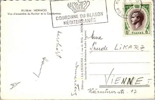 57473 - Monaco -  , Vue d'ensemble du Rocher et la Condamine - gelaufen 1955