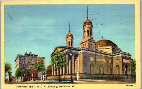 57475 - USA - Maryland , Baltimore , Cathedral and Y. M. C. A. Building - gelaufen 1955