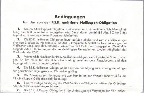 57574 - Österreich - PSK , P.S.K. , Postsparkasse , Schuldverschreibung , Profit Bon -  1999