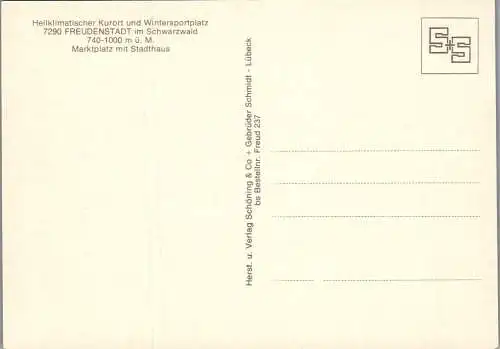 57611 - Deutschland - Freudenstadt , im Schwarzwald , Marktplatz mit Stadthaus - nicht gelaufen