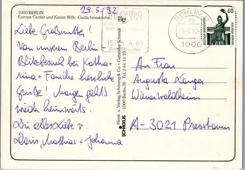 57639 - Deutschland - Berlin , Europa Center und Kaiser Wilhelm Gedächtniskirche - gelaufen 1992