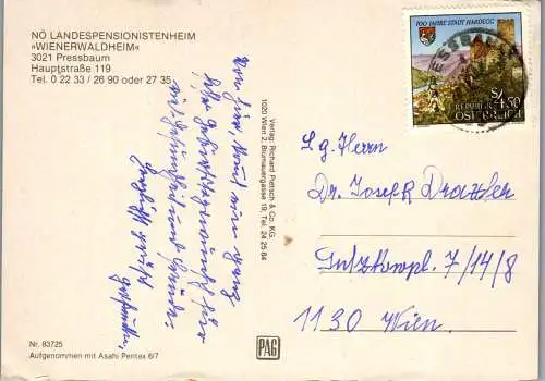 57678 - Niederösterreich - Pressbaum , Wienerwaldheim Landespensionistenheim - gelaufen