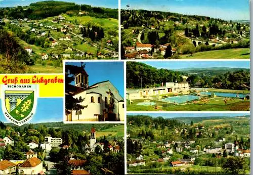 57697 - Niederösterreich - Eichgraben , Mehrbildkarte , Schwimmbad , Freibad , Panorama - gelaufen 1983